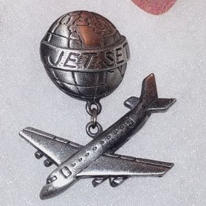 Vintage JET SET Pewter Pin